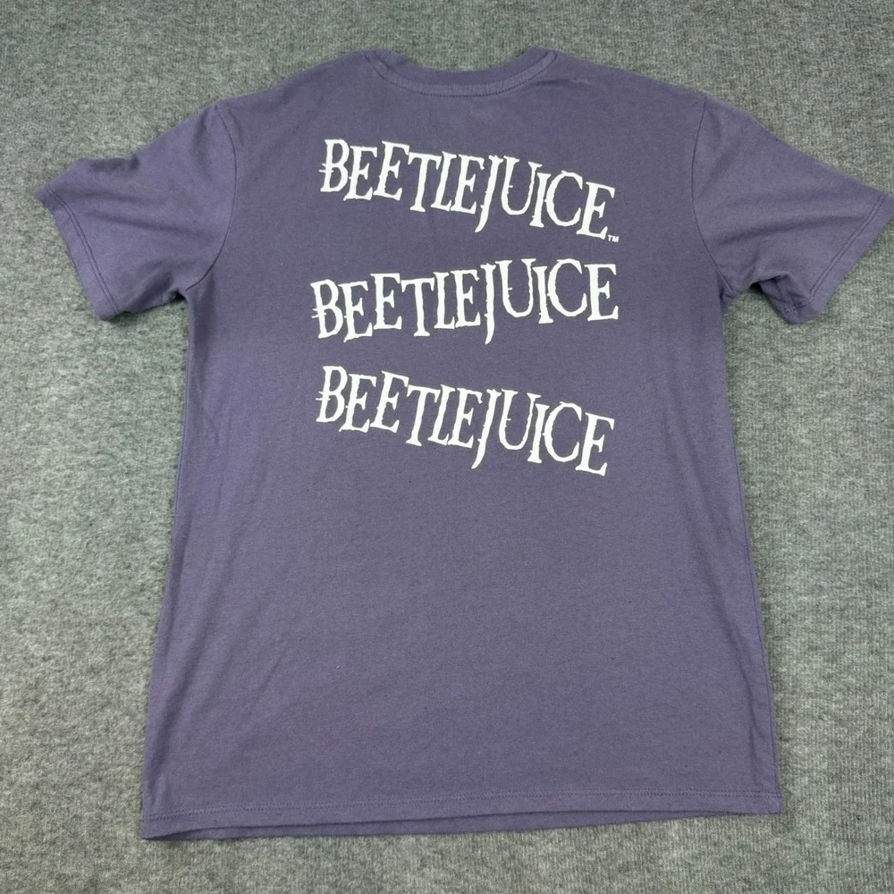 Beetlejuice Graphic T-Shirt Kids Medium‎ Purple Movie Poster Short Sleeve Tee